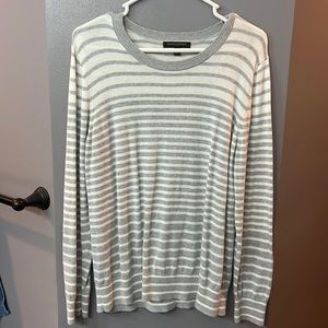 Banana Republic Grey/White Crewneck Stripped Sweater